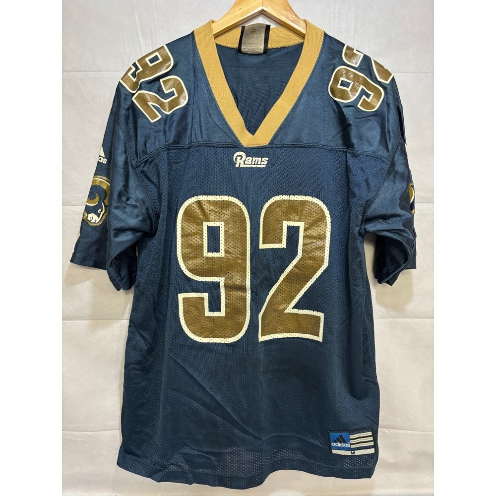 St. Louis Rams‎ Adidas Mens Blue Jersey Lewis #92 Short Sleeve Medium Stained
